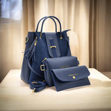 Aura - 3 PCs Handbag Set Blue