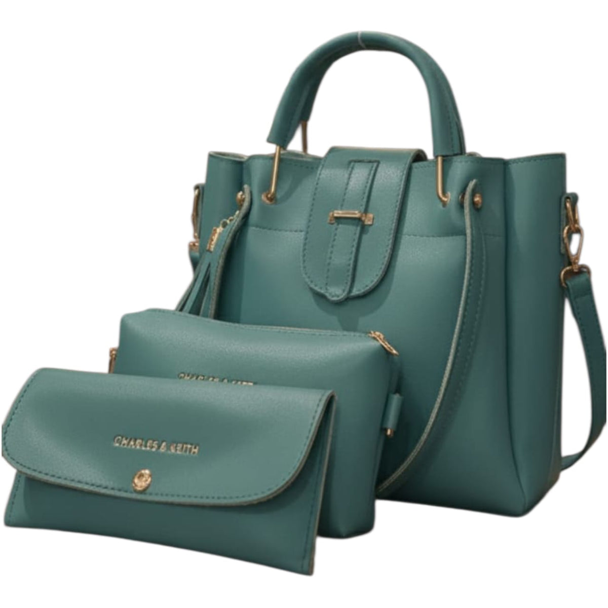 Aura - 3 PCs Handbag Set | Olive Green