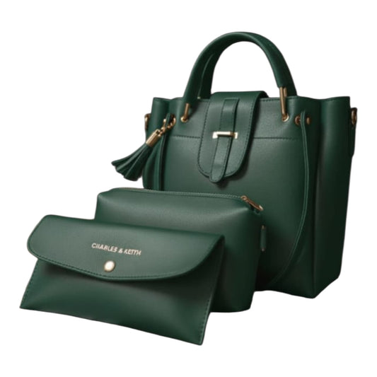 Aura - 3 PCs Handbag Set |Green