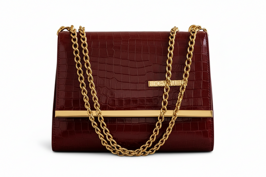 Crocodile pattern cross body (Maroon)