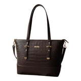 Crocodile Textured Tote Bag (Brown)